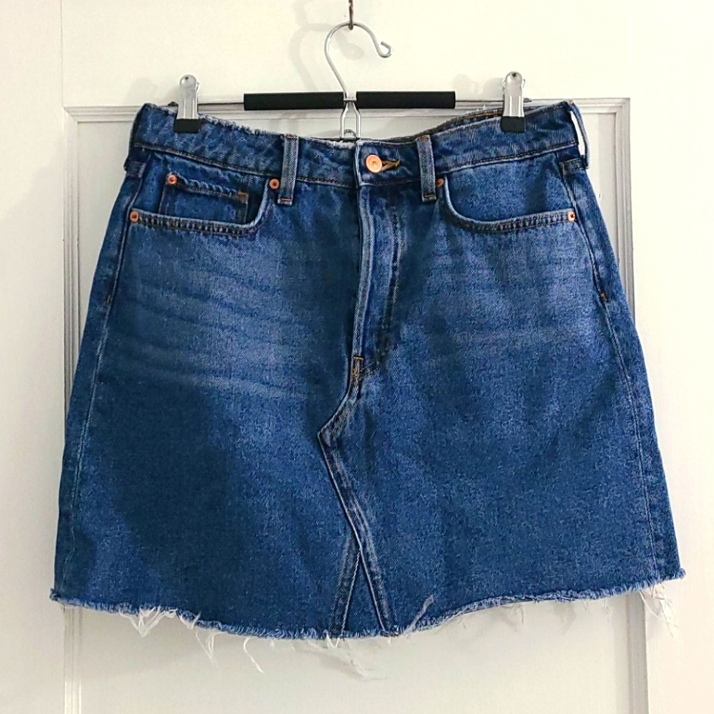 Distressed Denim Jean Skirt - size 10